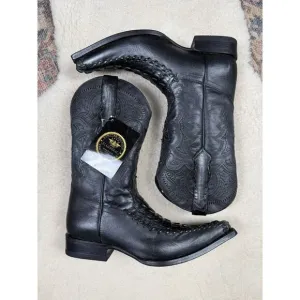 El General Cowboy Boots Black Alligator Western Snip Toe Limited Edition Men 7.5