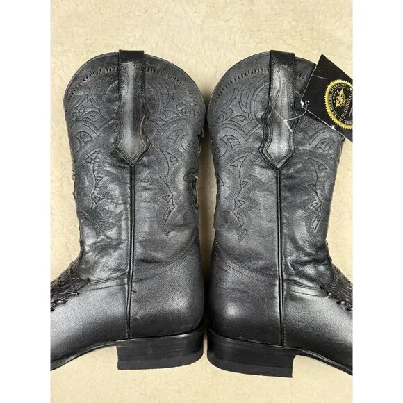 El General Cowboy Boots Black Alligator Western Snip Toe Limited Edition Men 7.5