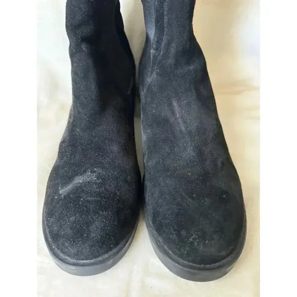 EMANUELE CRASTO Women Black Suede Chelsea Boots Made in Italy Modern Size 9.5/41