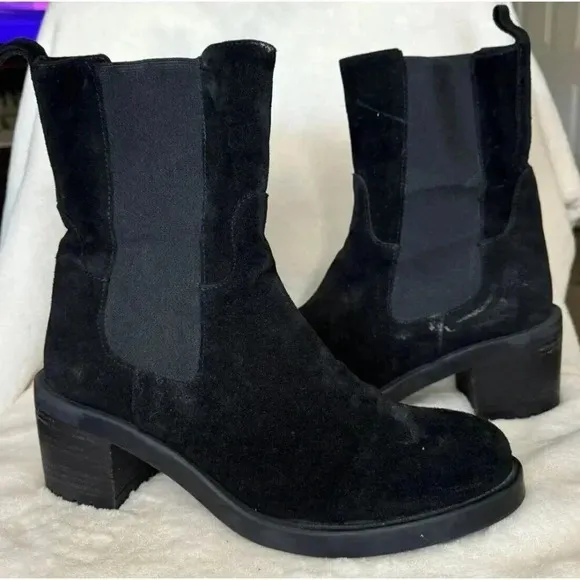 EMANUELE CRASTO Women Black Suede Chelsea Boots Made in Italy Modern Size 9.5/41