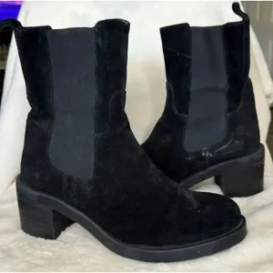 EMANUELE CRASTO Women Black Suede Chelsea Boots Made in Italy Modern Size 9.5/41