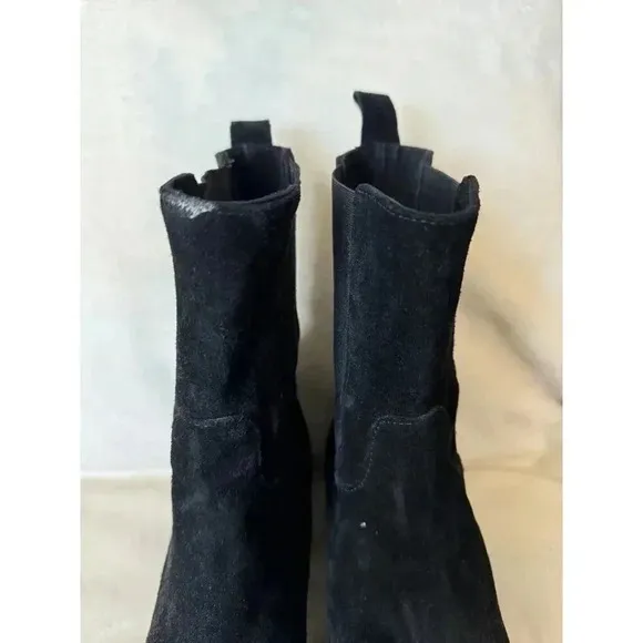 EMANUELE CRASTO Women Black Suede Chelsea Boots Made in Italy Modern Size 9.5/41