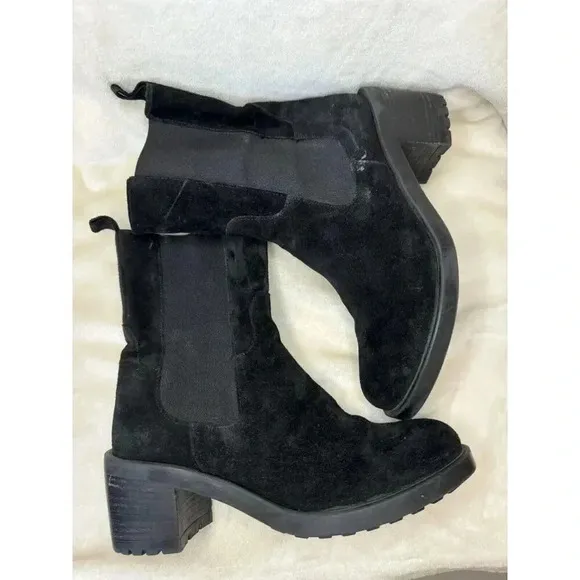 EMANUELE CRASTO Women Black Suede Chelsea Boots Made in Italy Modern Size 9.5/41