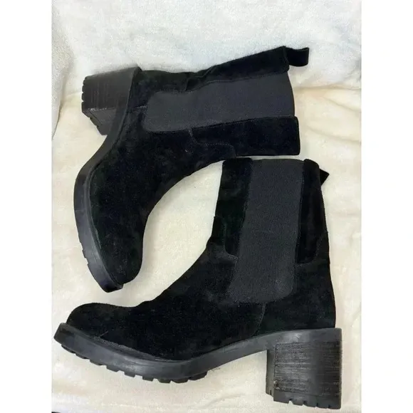 EMANUELE CRASTO Women Black Suede Chelsea Boots Made in Italy Modern Size 9.5/41