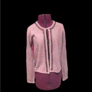 Embellished beaded purple lavender cardigan sweater vintage Anthropologie S