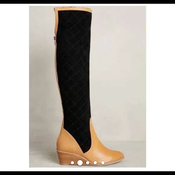 EUC Low heel wedge quilted boots. Sz 11. Fits like 10 see pics-now stained black