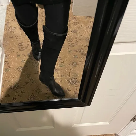 EUC Low heel wedge quilted boots. Sz 11. Fits like 10 see pics-now stained black