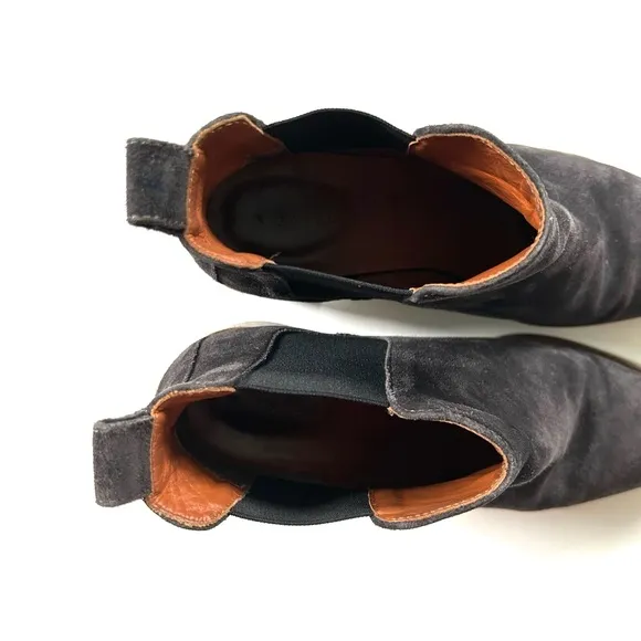 Everlane The Heel Gray Graphite Genuine Leather Suede Heeled Chelsea Ankle Boots