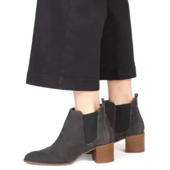 Everlane The Heel Gray Graphite Genuine Leather Suede Heeled Chelsea Ankle Boots
