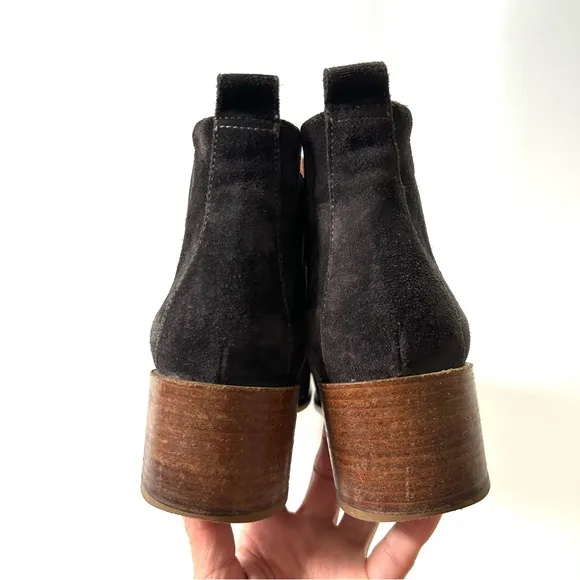 Everlane The Heel Gray Graphite Genuine Leather Suede Heeled Chelsea Ankle Boots