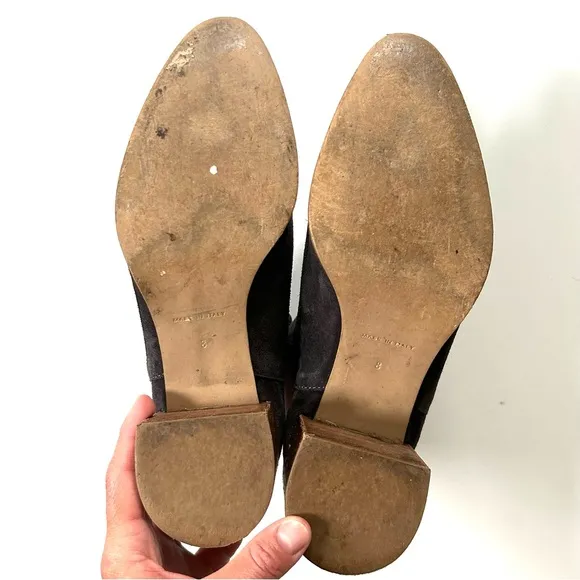 Everlane The Heel Gray Graphite Genuine Leather Suede Heeled Chelsea Ankle Boots