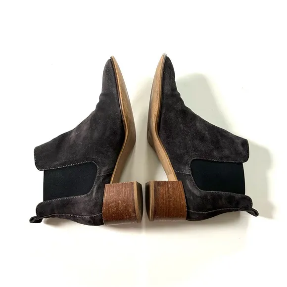 Everlane The Heel Gray Graphite Genuine Leather Suede Heeled Chelsea Ankle Boots