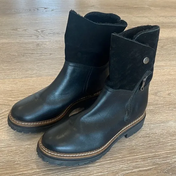 FABIANELLI Itallian-made Black Leather combat style Boots Size Euro 39 (8 US)