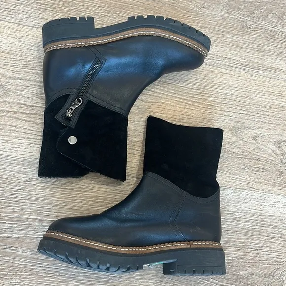 FABIANELLI Itallian-made Black Leather combat style Boots Size Euro 39 (8 US)