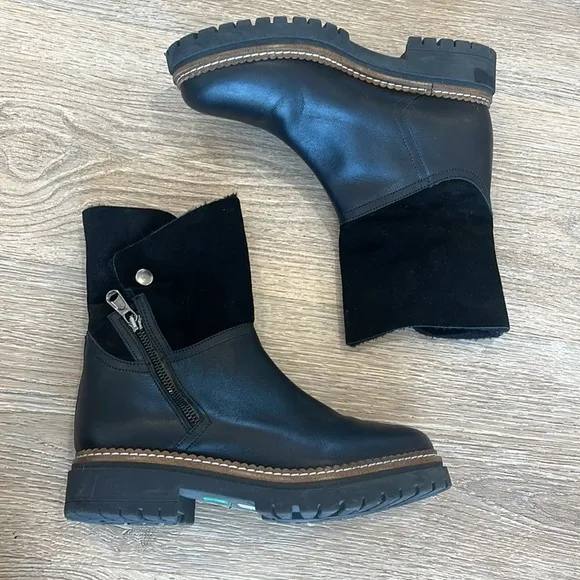 FABIANELLI Itallian-made Black Leather combat style Boots Size Euro 39 (8 US)