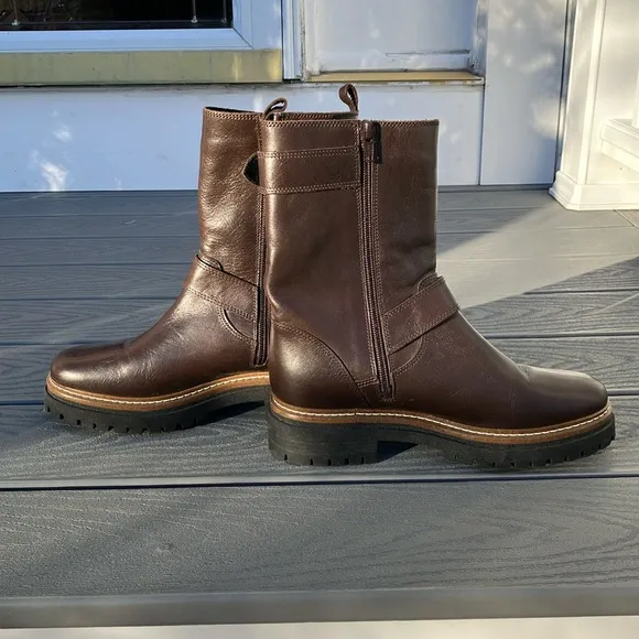 FABIANELLI Leather Moto/Biker Mid Calf Boots Brown Size US 7.5-8/EU 38