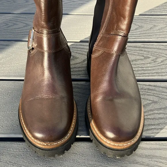 FABIANELLI Leather Moto/Biker Mid Calf Boots Brown Size US 7.5-8/EU 38