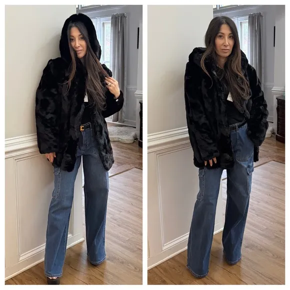 Fabulous Hooded Faux Fur Jacket with Side Pockets