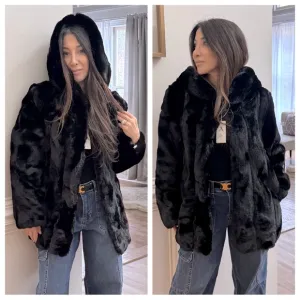 Fabulous Hooded Faux Fur Jacket with Side Pockets