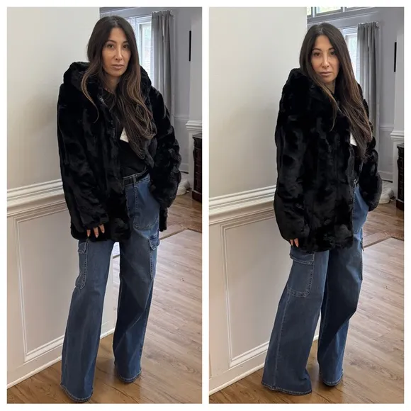 Fabulous Hooded Faux Fur Jacket with Side Pockets
