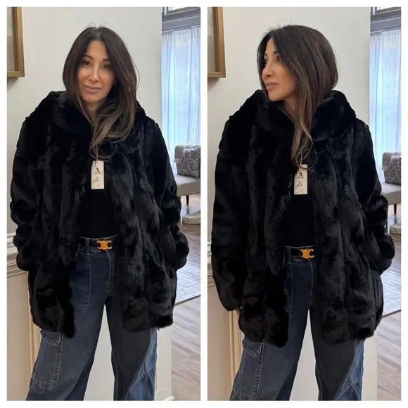 Fabulous Hooded Faux Fur Jacket with Side Pockets