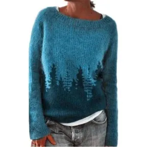 Fair Isle Sweater Women Plus Size Vintage Long Sleeve Crewneck Sweater Fair