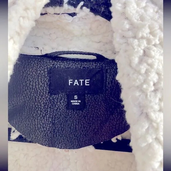 Fate Faux Leather Sherpa-Lined Toggle Open Jacket Size S