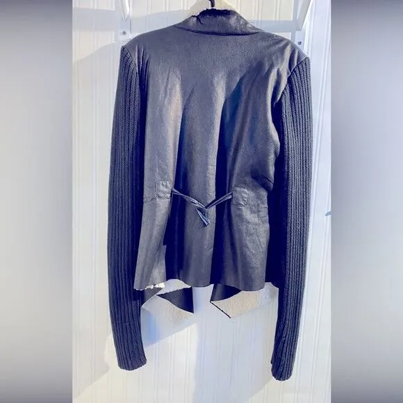 Fate Faux Leather Sherpa-Lined Toggle Open Jacket Size S