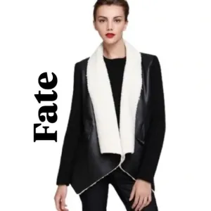 Fate Faux Leather Sherpa-Lined Toggle Open Jacket Size S