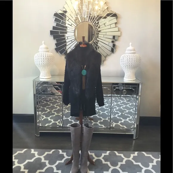 Faux Fur Collar Knit Jacket