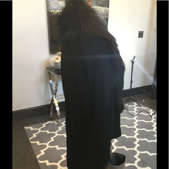 Faux Fur Collar Knit Jacket