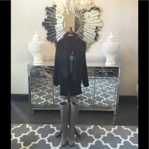 Faux Fur Collar Knit Jacket