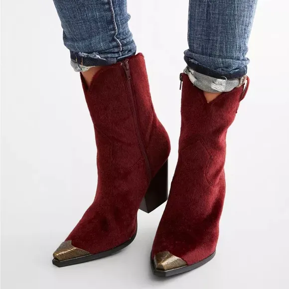 Faux Fur Western Ankle Boot from Buckle NWT