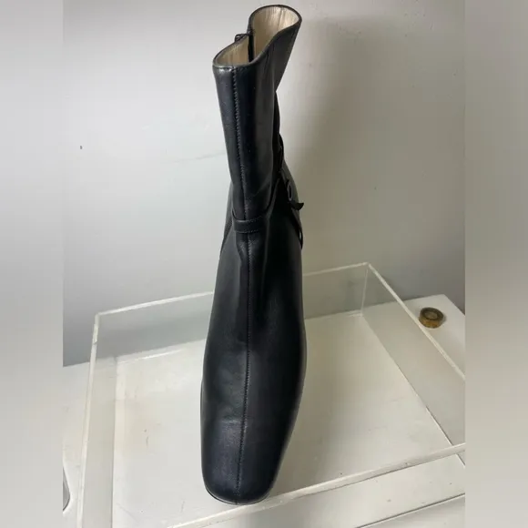 Ferragamo gancio ankie boots black leather women sz 38 made in italy