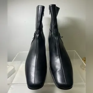 Ferragamo gancio ankie boots black leather women sz 38 made in italy