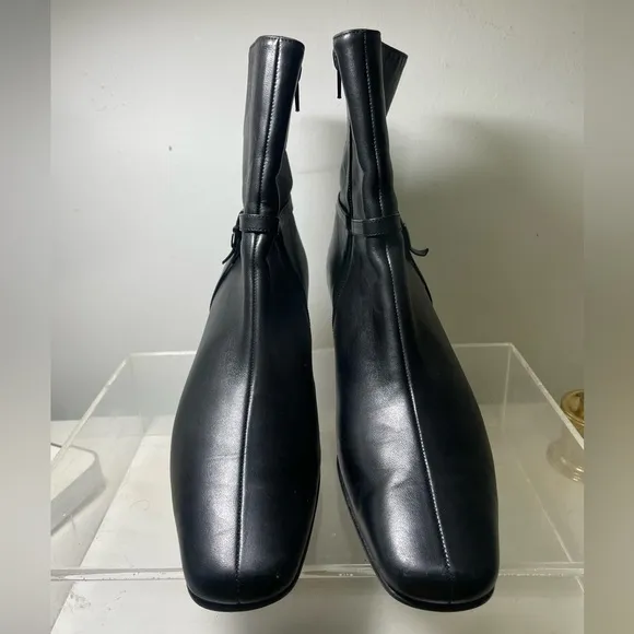 Ferragamo gancio ankie boots black leather women sz 38 made in italy