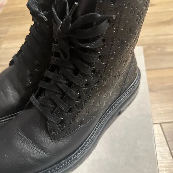 FINAL PRICE $275! Jimmy Choo Cora Embossed Leather Combat Boots Women size 41/11