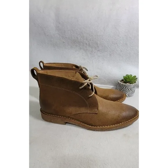 Flag LTD Brown Suede Lace up Round Toe Chukka Men Leather Boots Size 10M/ L20