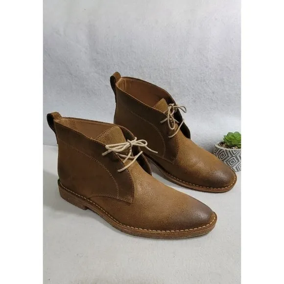 Flag LTD Brown Suede Lace up Round Toe Chukka Men Leather Boots Size 10M/ L20