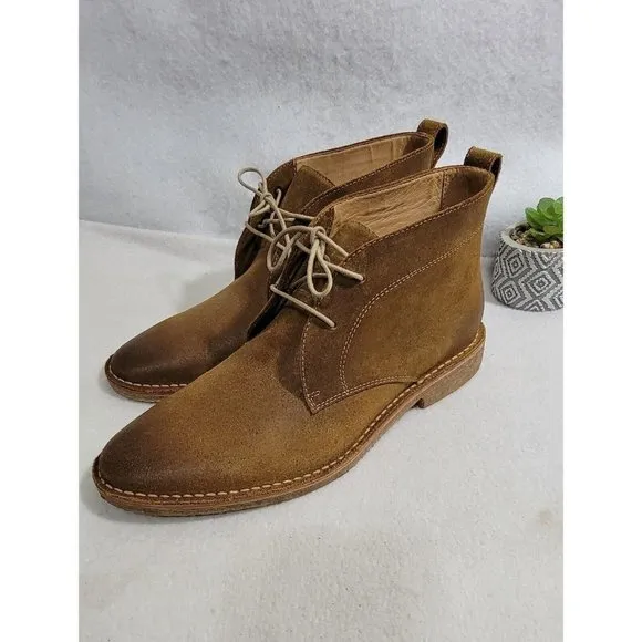 Flag LTD Brown Suede Lace up Round Toe Chukka Men Leather Boots Size 10M/ L20