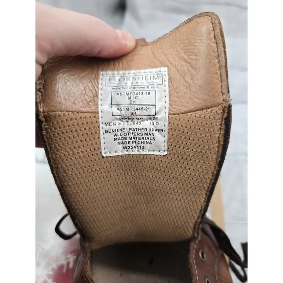 Florsheim Crossover Steel Toe Leather Work Shoes Sneaker in Cognac Mens 13 D