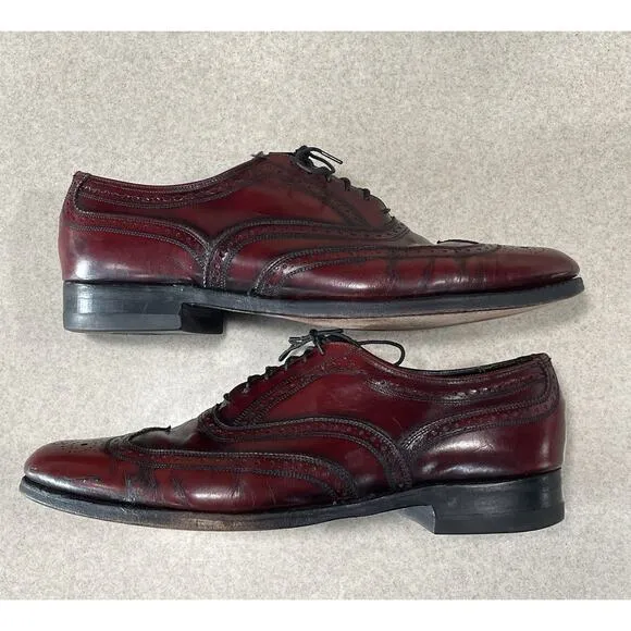 Florsheim Imperial Wingtip 10.5 C Men’s Burgundy Lace Up Dress Shoes Office Wear