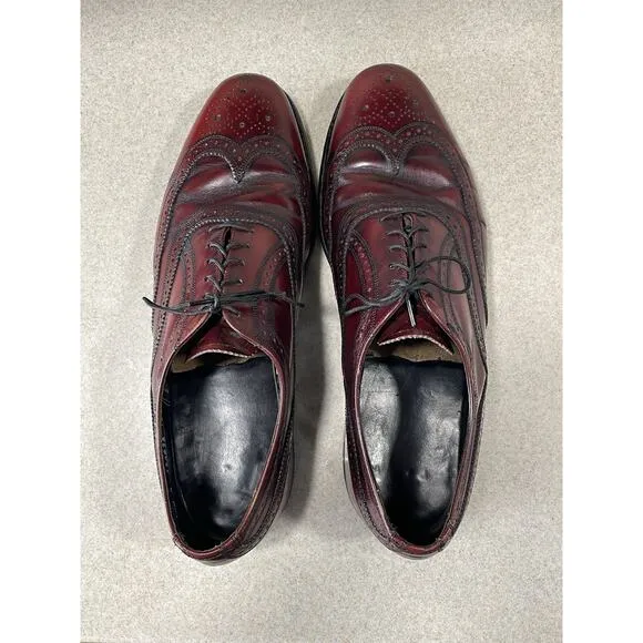 Florsheim Imperial Wingtip 10.5 C Men’s Burgundy Lace Up Dress Shoes Office Wear