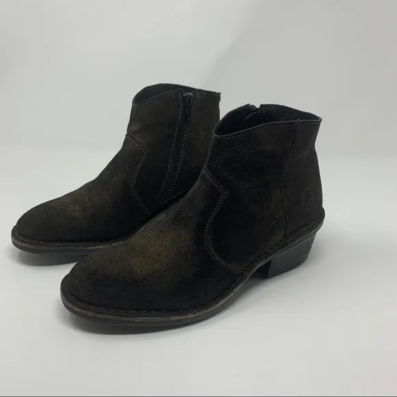FLY London Dari Suede Leather Ankle Boots Shoes Women Fall Winter 9 to 9 1/2