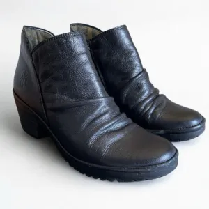 Fly London Wezo Black Leather Ankle Boots Women 6.5/7 37 Fairy Grunge Steampunk