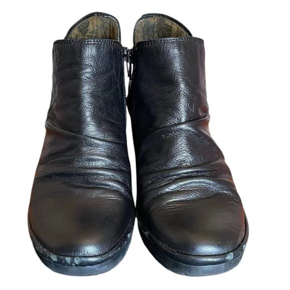 Fly London Wezo Black Leather Ankle Boots Women 6.5/7 37 Fairy Grunge Steampunk