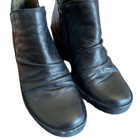 Fly London Wezo Black Leather Ankle Boots Women 6.5/7 37 Fairy Grunge Steampunk