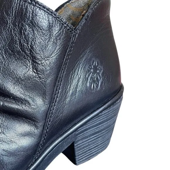 Fly London Wezo Black Leather Ankle Boots Women 6.5/7 37 Fairy Grunge Steampunk