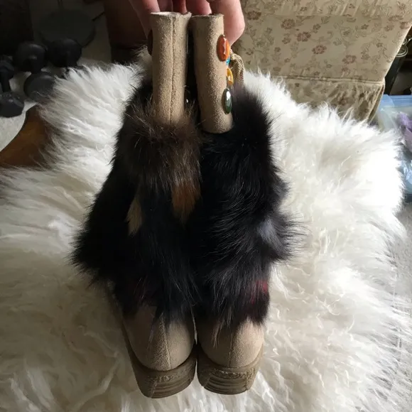 Foot Candy Colorful Fur Embellished Boots