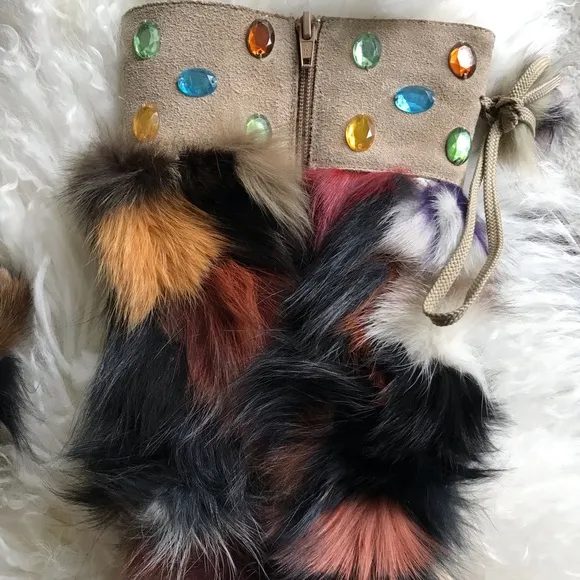 Foot Candy Colorful Fur Embellished Boots